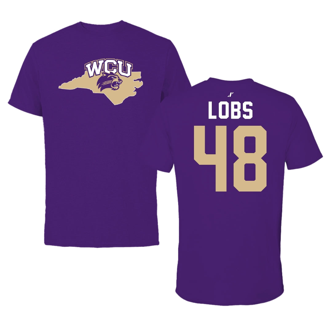 Western Carolina University Baseball Purple State Tee - #48 John Lobs