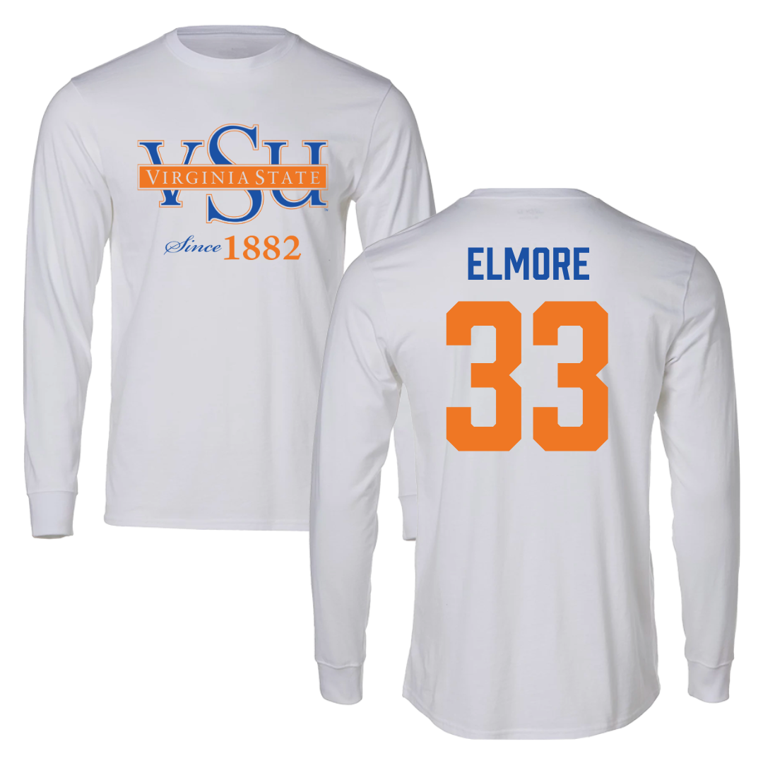 Virginia State University Lacrosse White Performance Long Sleeve - #33 Donovan Elmore
