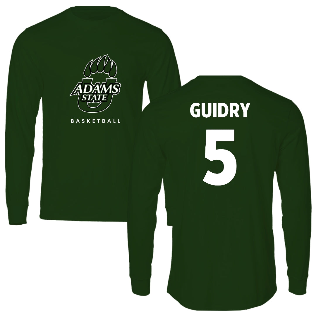 Adams State University Basketball Forest Green Performance Long Sleeve - #5 Jerrick Guidry