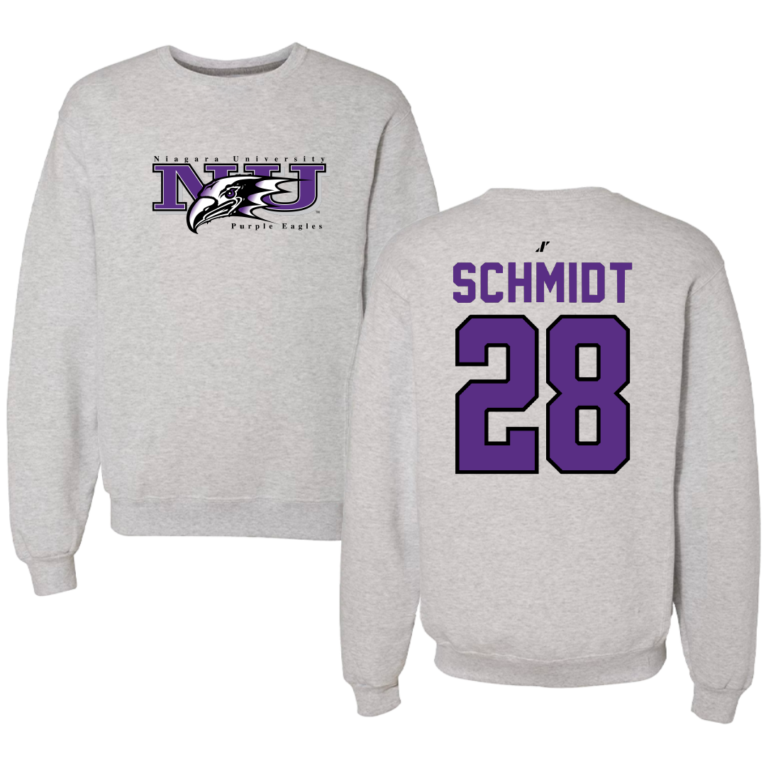 Niagara University Soccer Light Gray Crewneck - #28 Izzy Schmidt