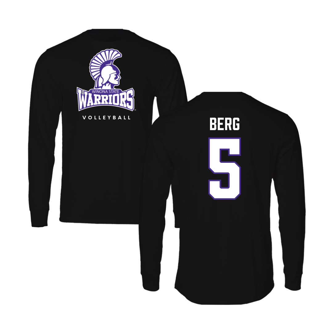 Winona State University Volleyball Black Performance Long Sleeve - #5 Jayda Berg