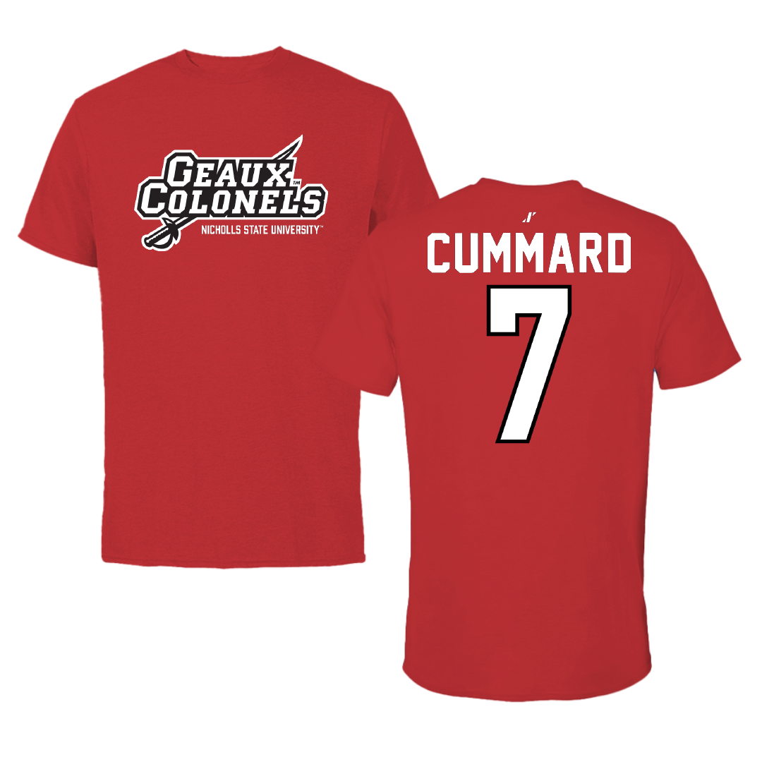 Nicholls State University Volleyball Red General Tee - #7 Quincy Cummard