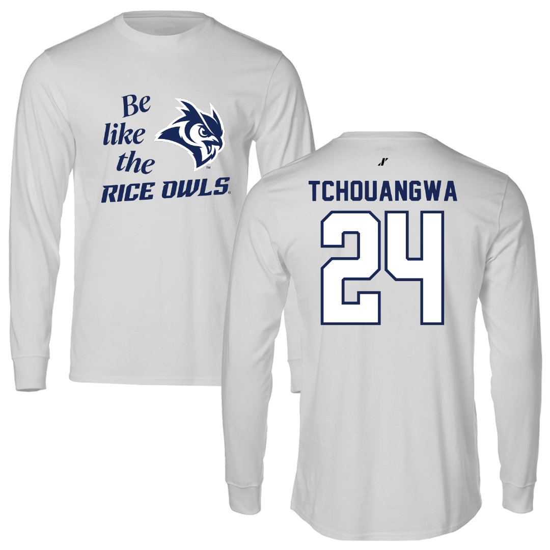 Rice University Volleyball Light Gray Be Like Us Performance Long Sleeve - #24 Cindy Tchouangwa