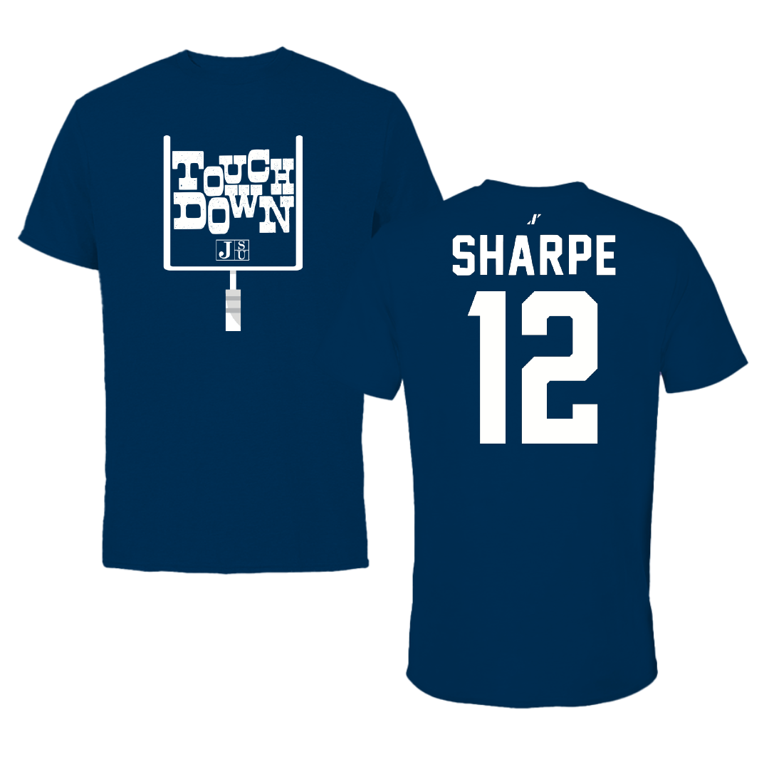 Jackson State University Football Navy Touchdown Performance Tee - #12 Nireek Sharpe