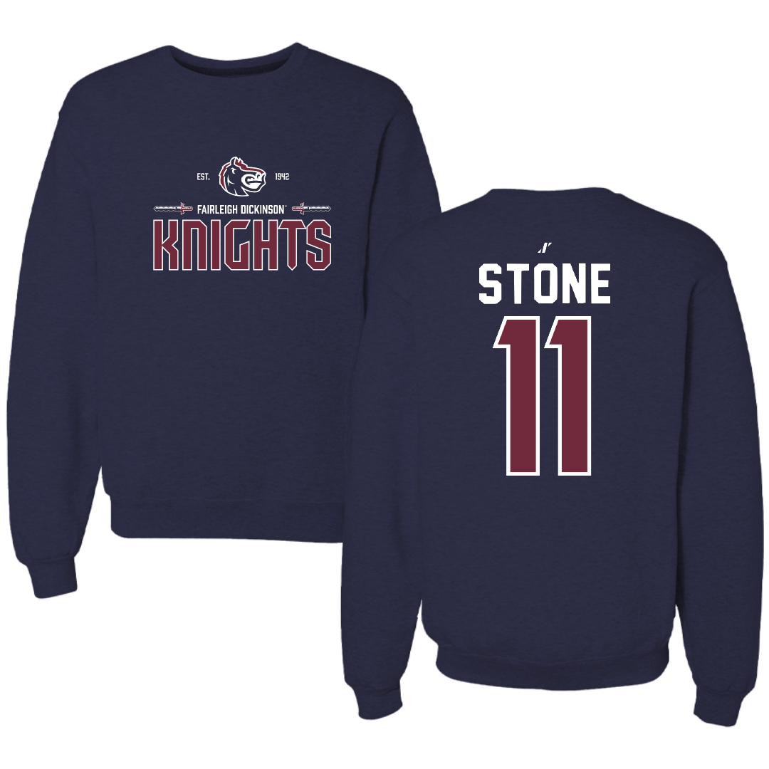 Fairleigh Dickinson University-Metropolitan Campus Softball Navy General Crewneck - #11 Ayden Stone