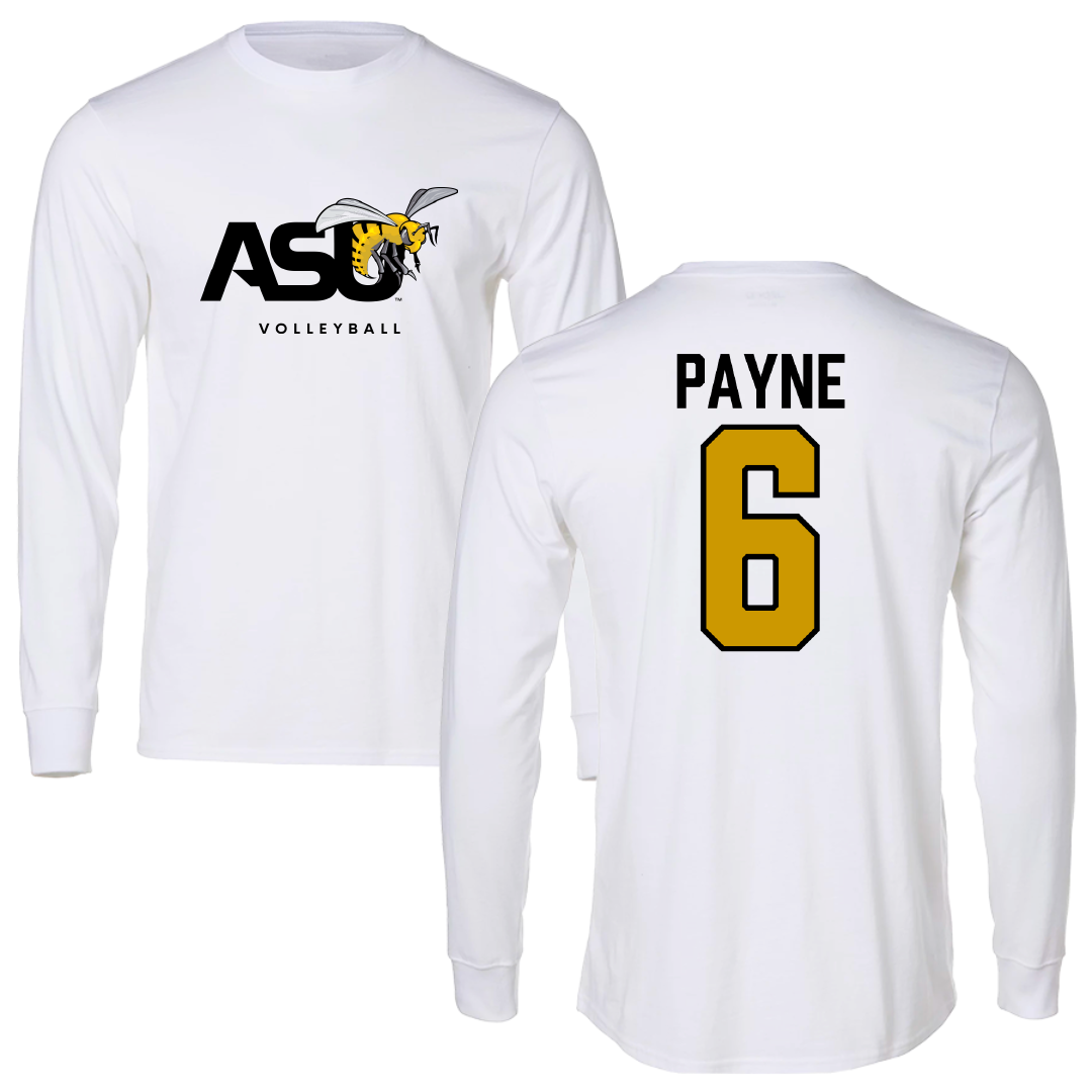 Alabama State University Volleyball White Performance Long Sleeve - #6 Bailee Payne