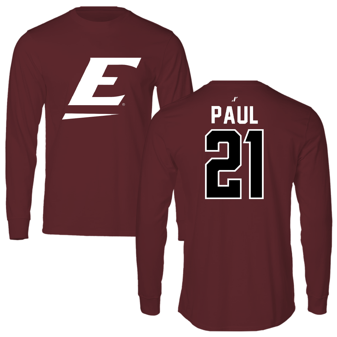 Eastern Kentucky University Basketball Maroon Performance Long Sleeve - #21 Yvens Paul