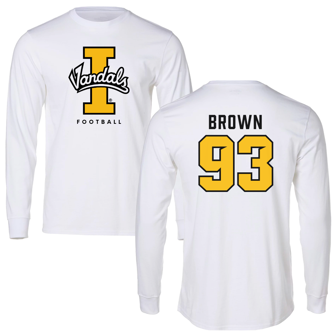 University of Idaho Football White Vandals Performance Long Sleeve - #93 Sam Brown