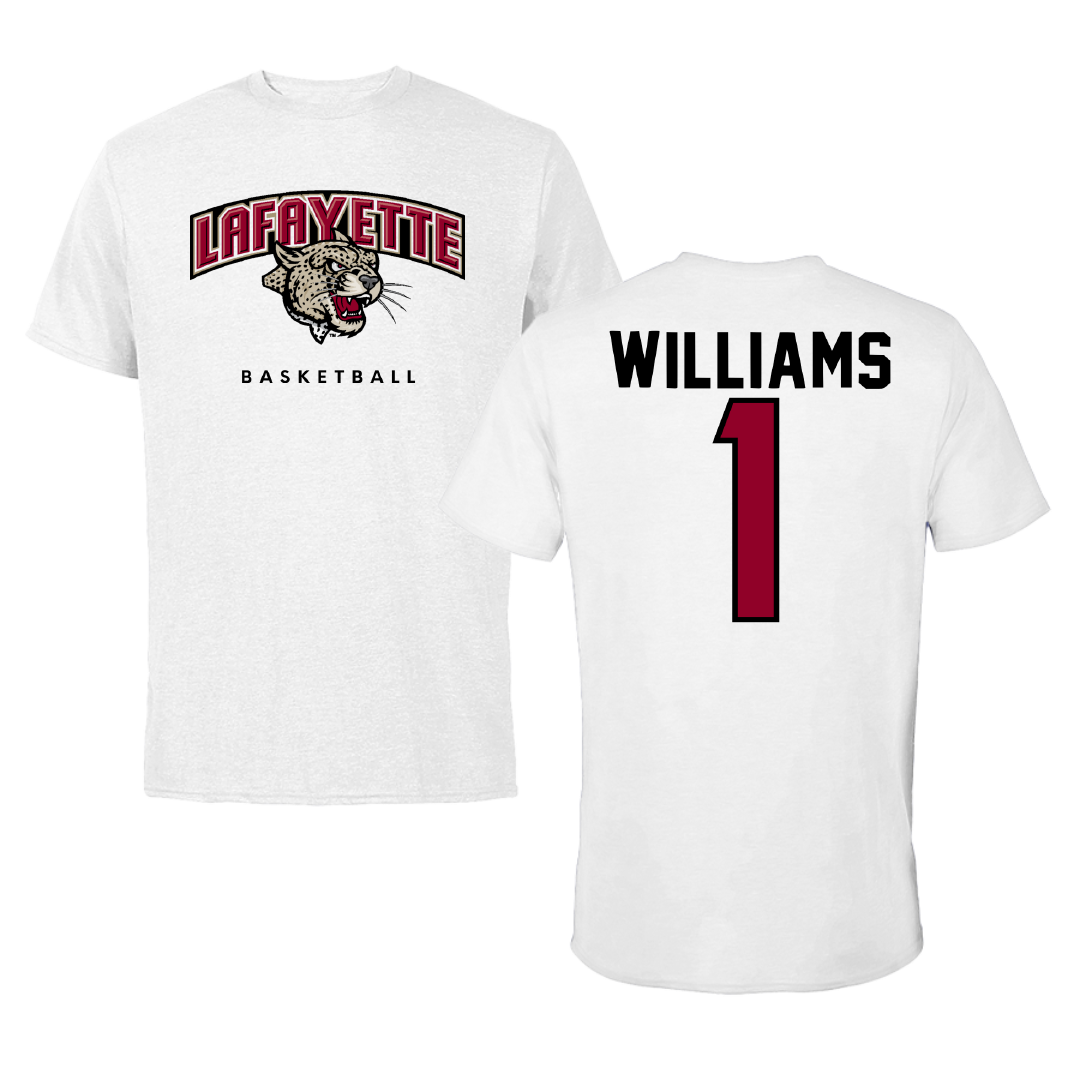 Lafayette College Basketball White Performance Tee - #1 Caleb Williams