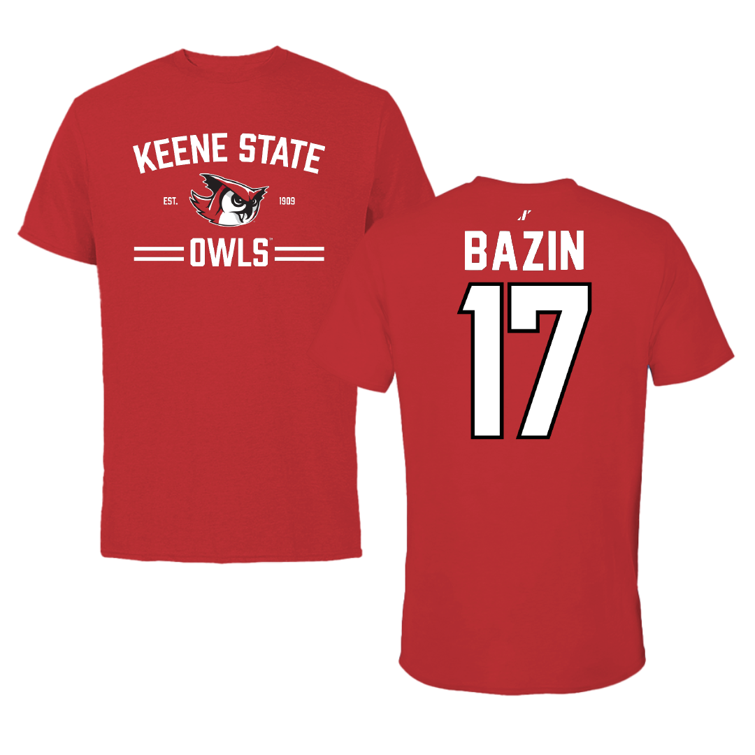 Keene State College Ice Hockey Red General Performance Tee - #17 Grace Bazin