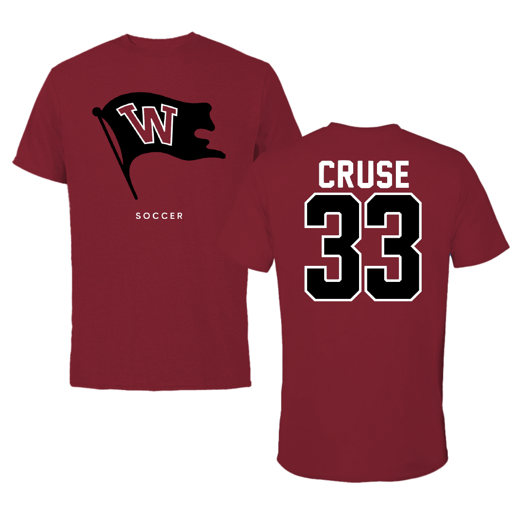 Whitworth University Soccer Cardinal Tee - #33 Ryan Cruse
