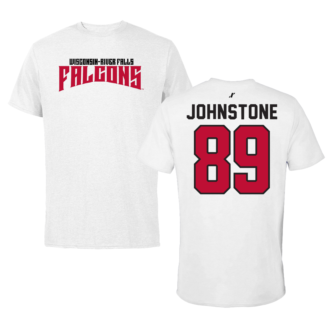 University of Wisconsin-River Falls Football White Classic Tee - #89 Adam Johnstone