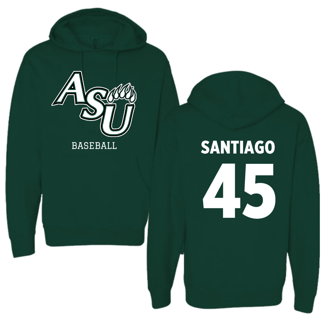 Adams State University Baseball Forest Green Block Hoodie - #45 Ricardo Santiago