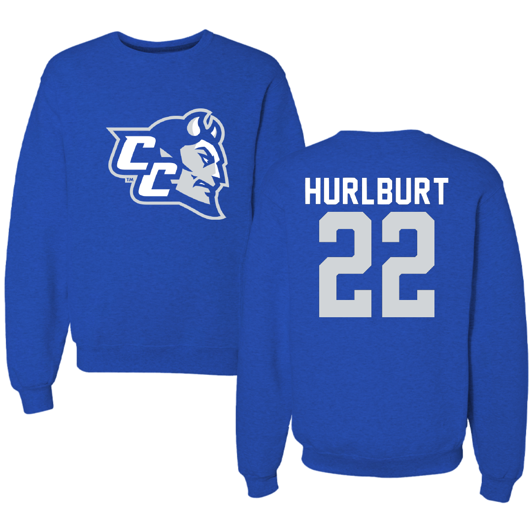 Central Connecticut State University Lacrosse Blue Crewneck - #22 Katie Hurlburt