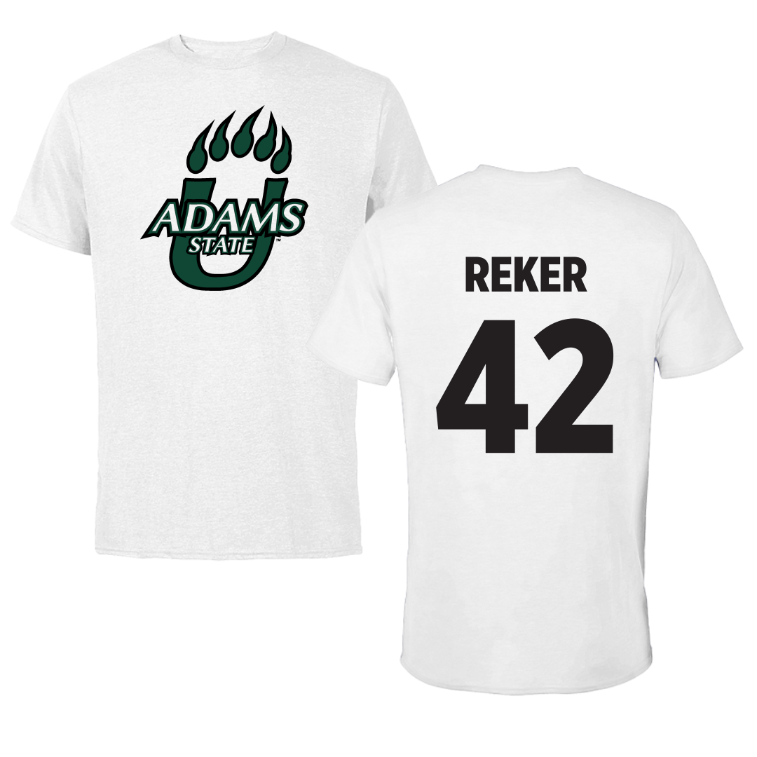 Adams State University Baseball White Tee - #42 Seth Reker