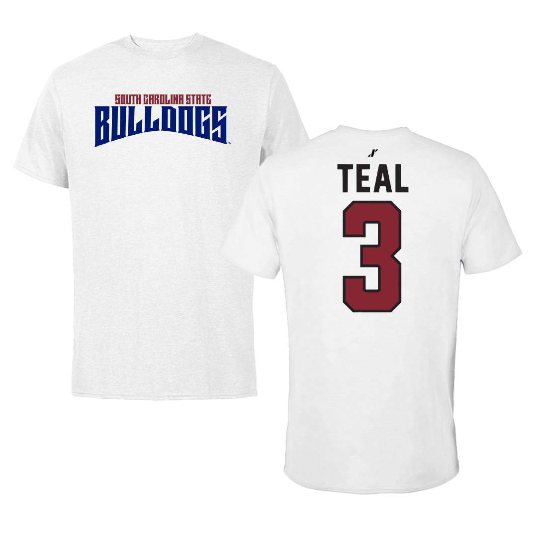 South Carolina State University Basketball White Classic Performance Tee - #3 Michael Teal