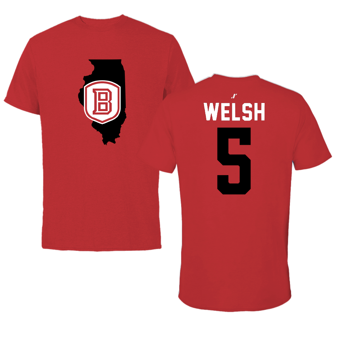 Bradley University Softball Red State Tee - #5 Addie Welsh