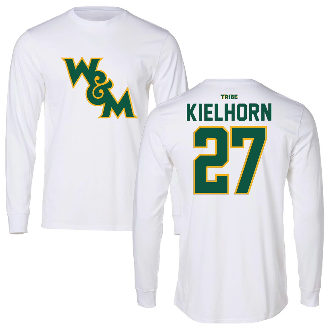 William & Mary Football White Performance Long Sleeve - #27 Cole Kielhorn