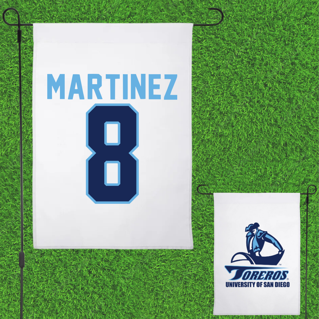 University of San Diego Soccer White Garden Flag - #8 Josh Martinez