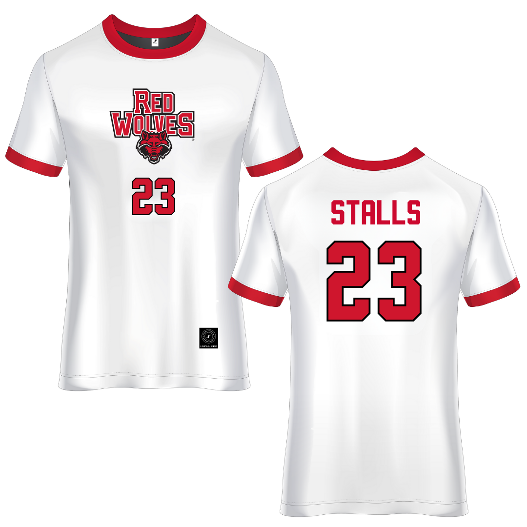 Arkansas State University White Soccer Jersey - #23 Holly Stalls