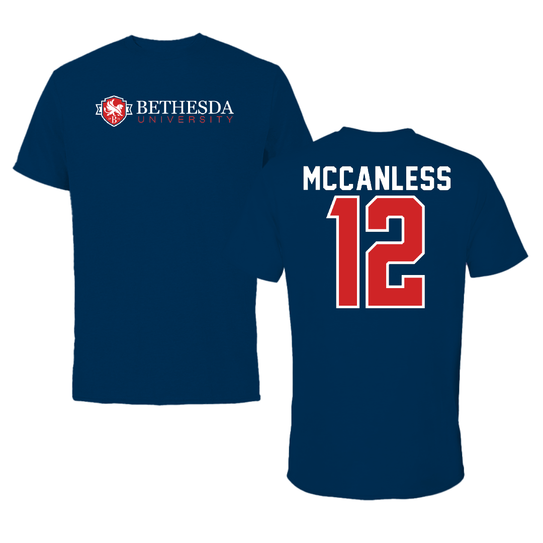 Bethesda University Basketball Navy Performance Tee - #12 Jordan McCanless