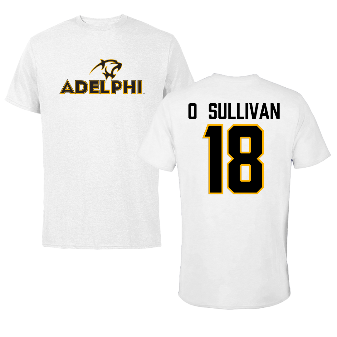 Adelphi University Baseball White Performance Tee - #18 Tommy O'Sullivan