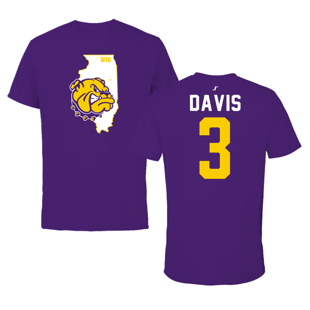 Western Illinois University Football Purple State Performance Tee - #3 Demari Davis