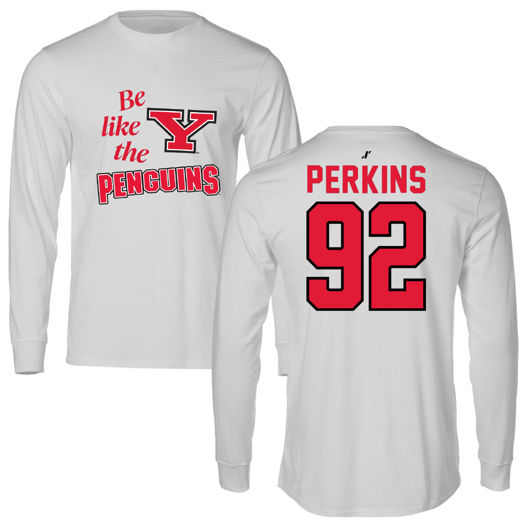 Youngstown State University Football Light Gray Be Like Us Performance Long Sleeve - #92 Devaughn Perkins