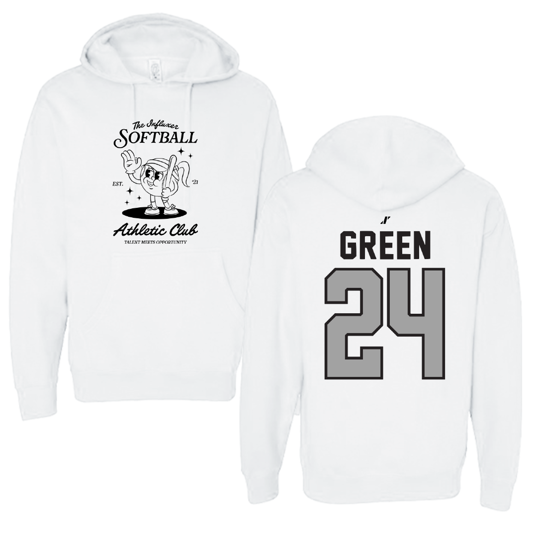 Softball White Influxer Athletic Club Hoodie - #24 Hannah Green
