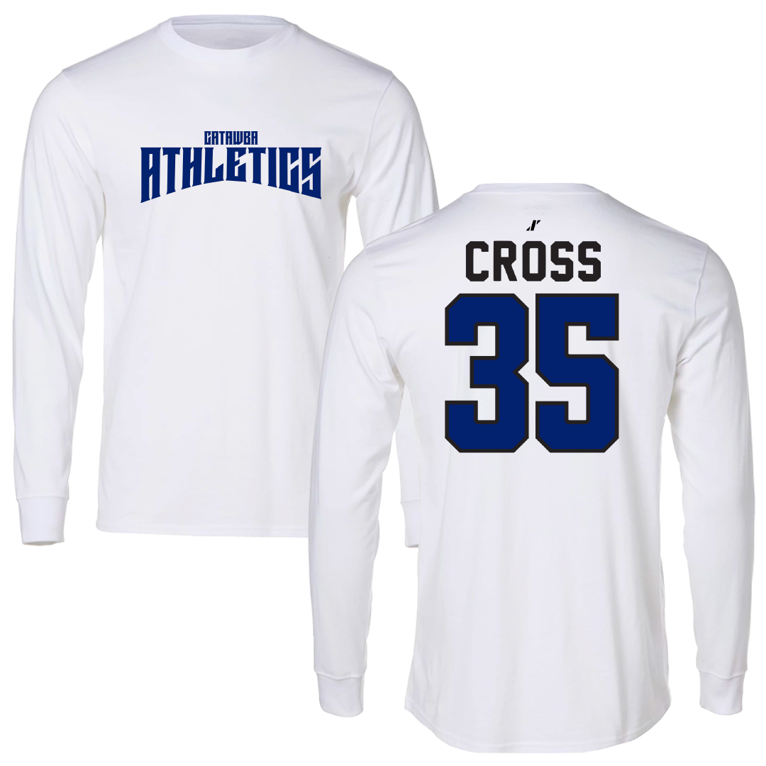 Catawba College Baseball White Classic Performance Long Sleeve - #35 Caleb Cross