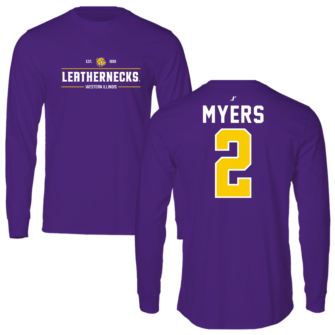 Western Illinois University Basketball Purple General Performance Long Sleeve - #2 Ryan Myers