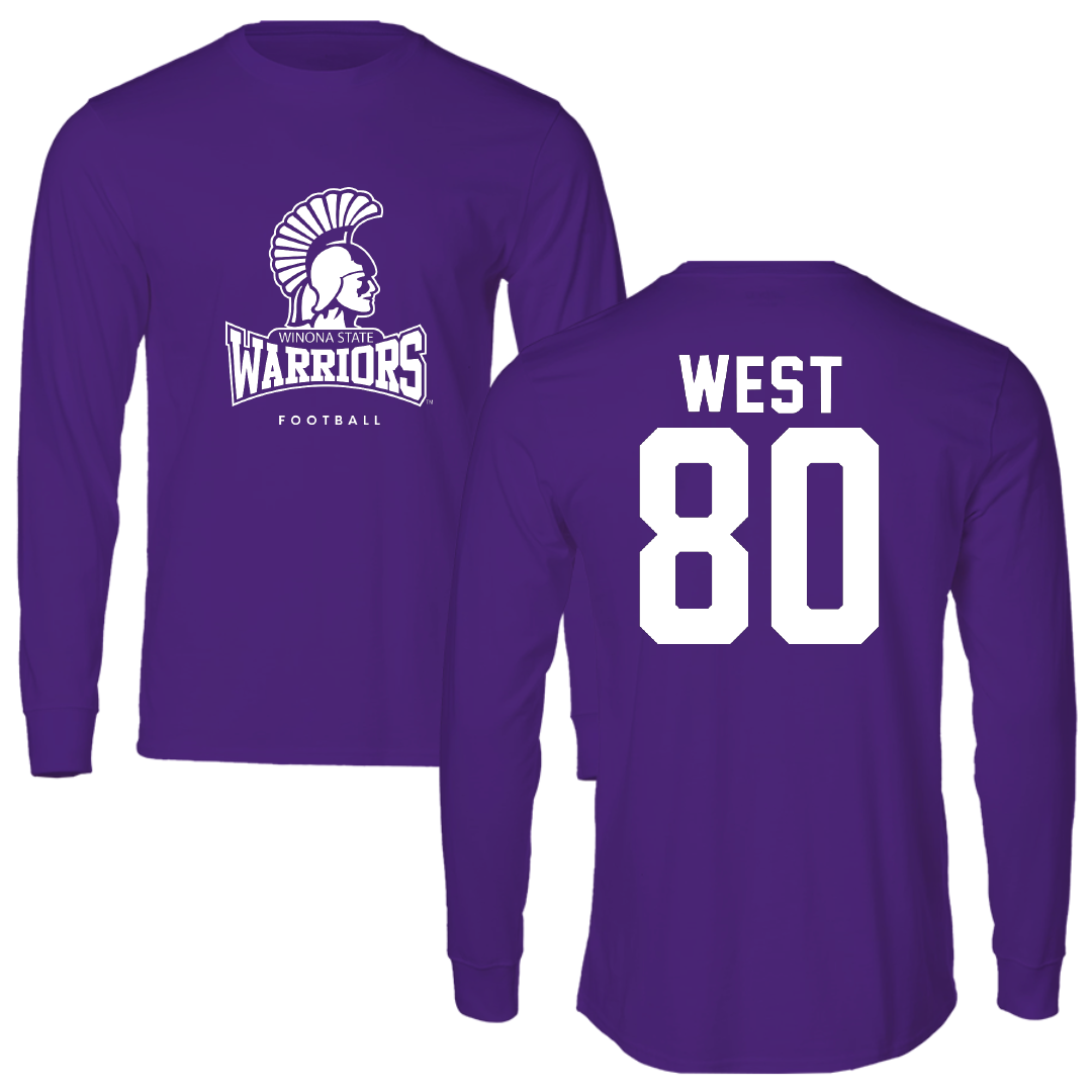 Winona State University Football Purple Long Sleeve - #80 Jaylen West