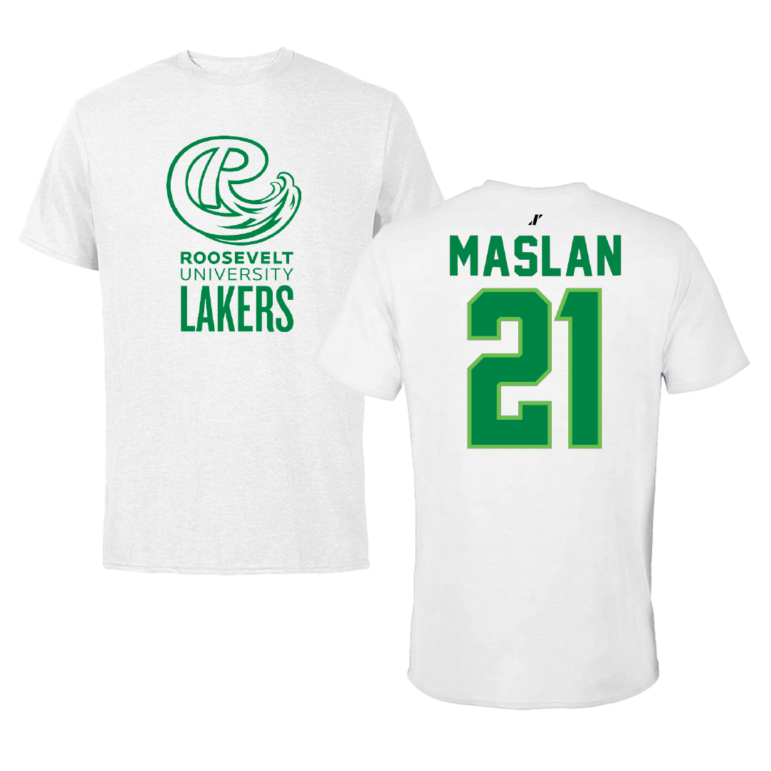 Roosevelt University Baseball White Tee - #21 Kyle Maslan
