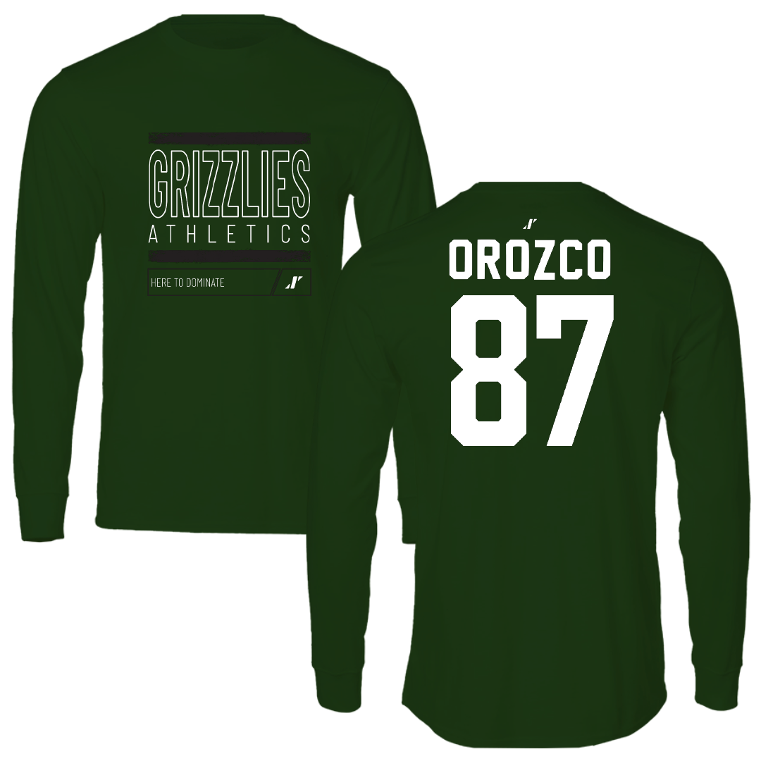 Adams State University Football Forest Green Dominate Performance Long Sleeve - #87 Damien Orozco
