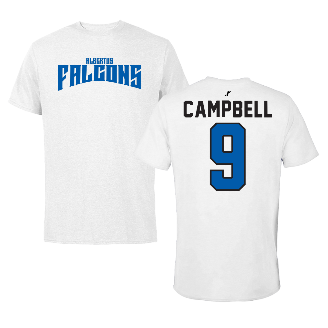 Albertus Magnus College Ice Hockey White Classic Performance Tee - #9 Kyler Campbell