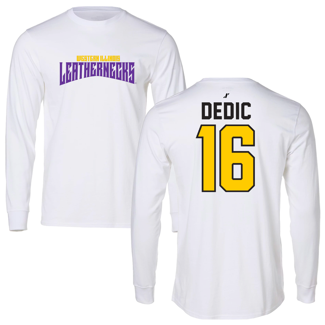 Western Illinois University Soccer White Classic Long Sleeve - #16 Armin Dedic