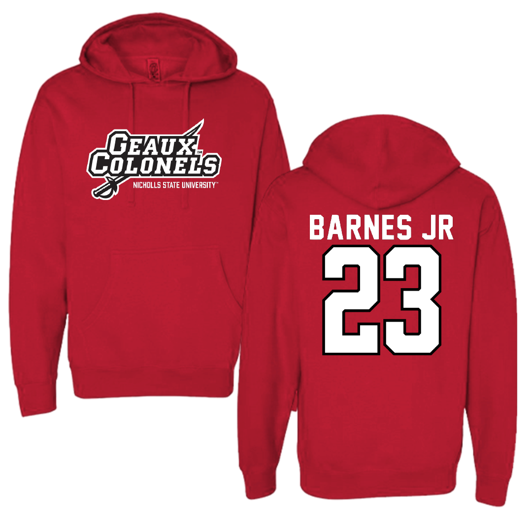 Nicholls State University Football Red General Hoodie - #23 Jason Barnes Jr