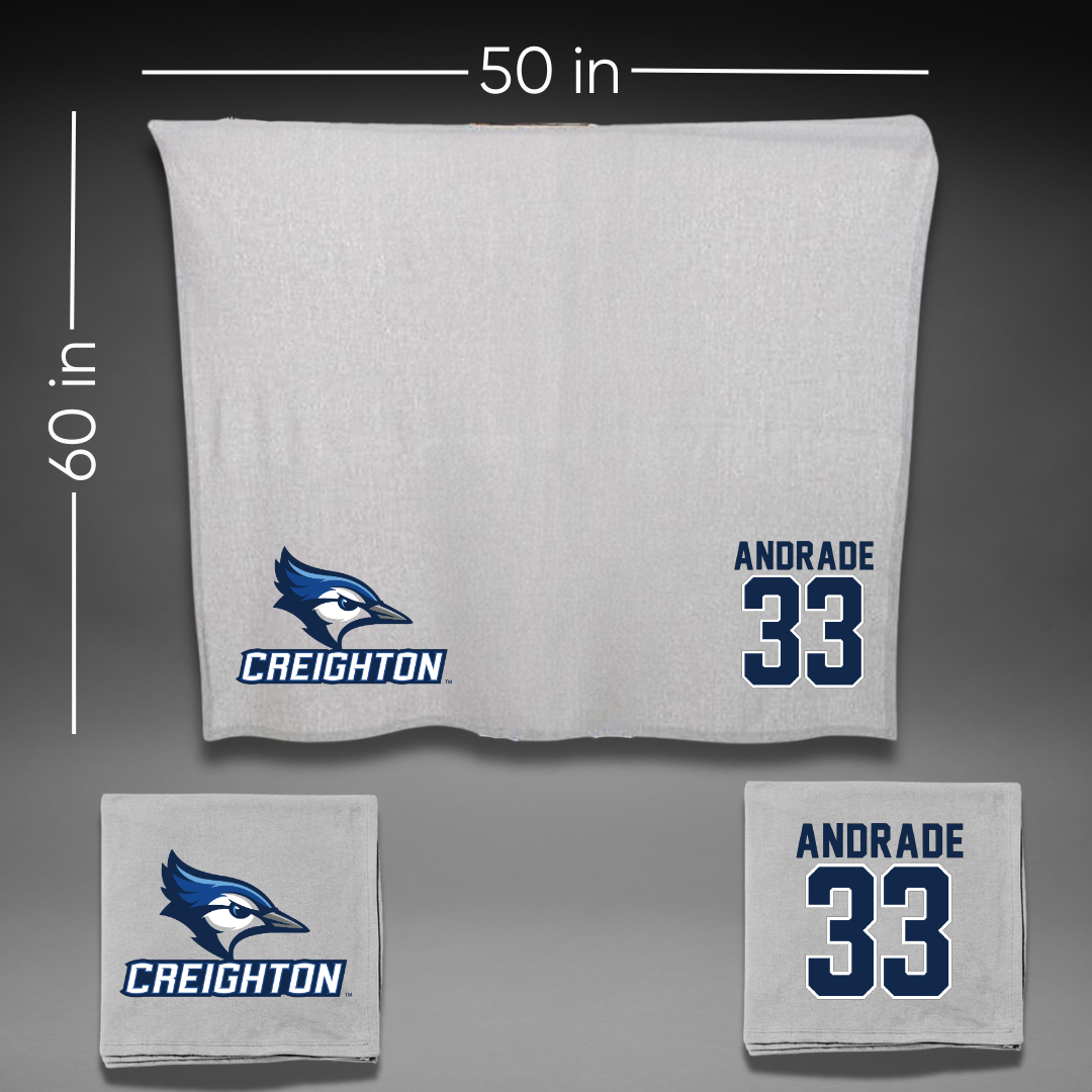 Creighton University Soccer Gray Blanket - #33 Pablo Andrade