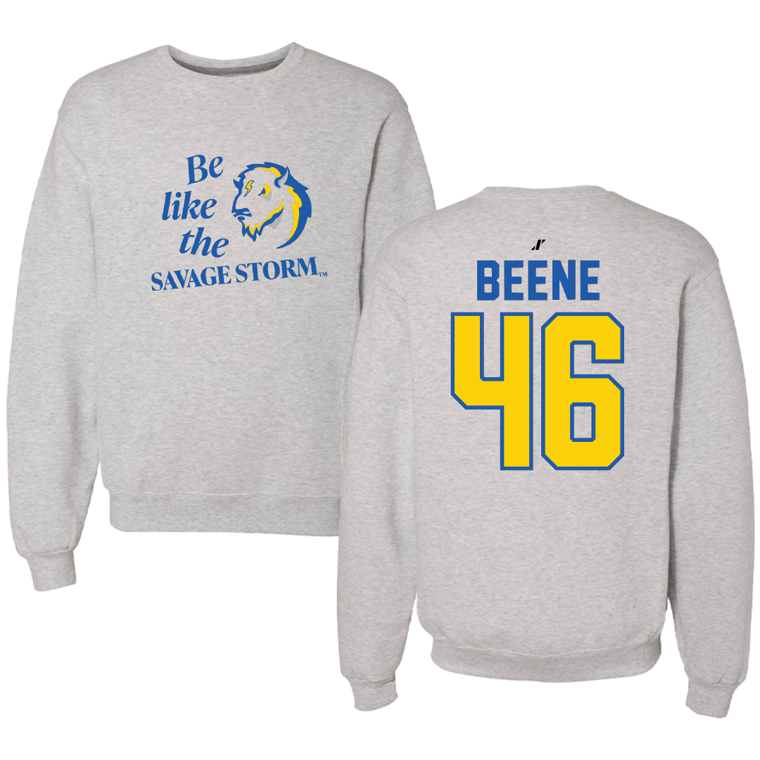 Southeastern Oklahoma State University Baseball Light Gray Be Like Us Crewneck - #46 Jaxon Beene