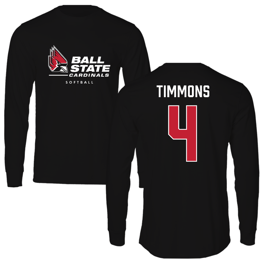 Ball State University Softball Black Long Sleeve - #4 McKayla Timmons
