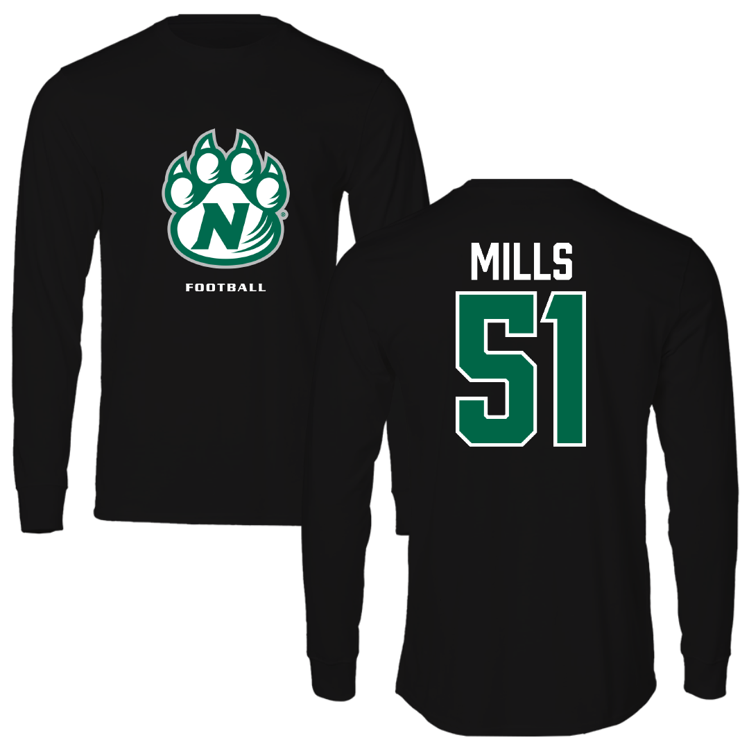 Northwest Missouri State University Football Black Performance Long Sleeve - #51 Ewan Mills