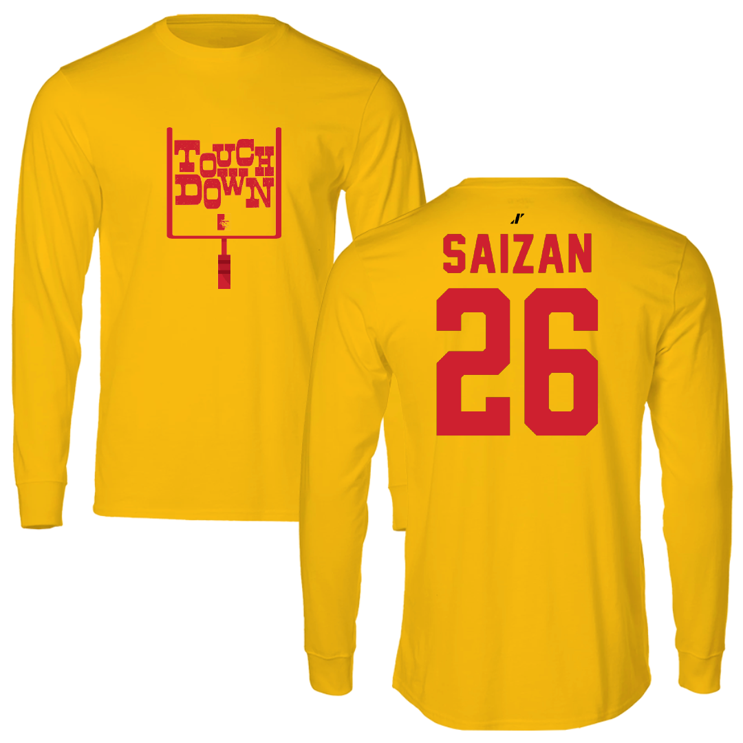 Pittsburg State University Football Gold Touchdown Long Sleeve - #26 Lance Saizan