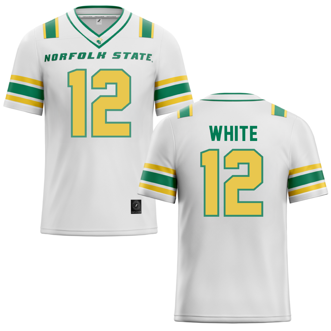 Norfolk State University White Football Jersey - #12 Jaylen White