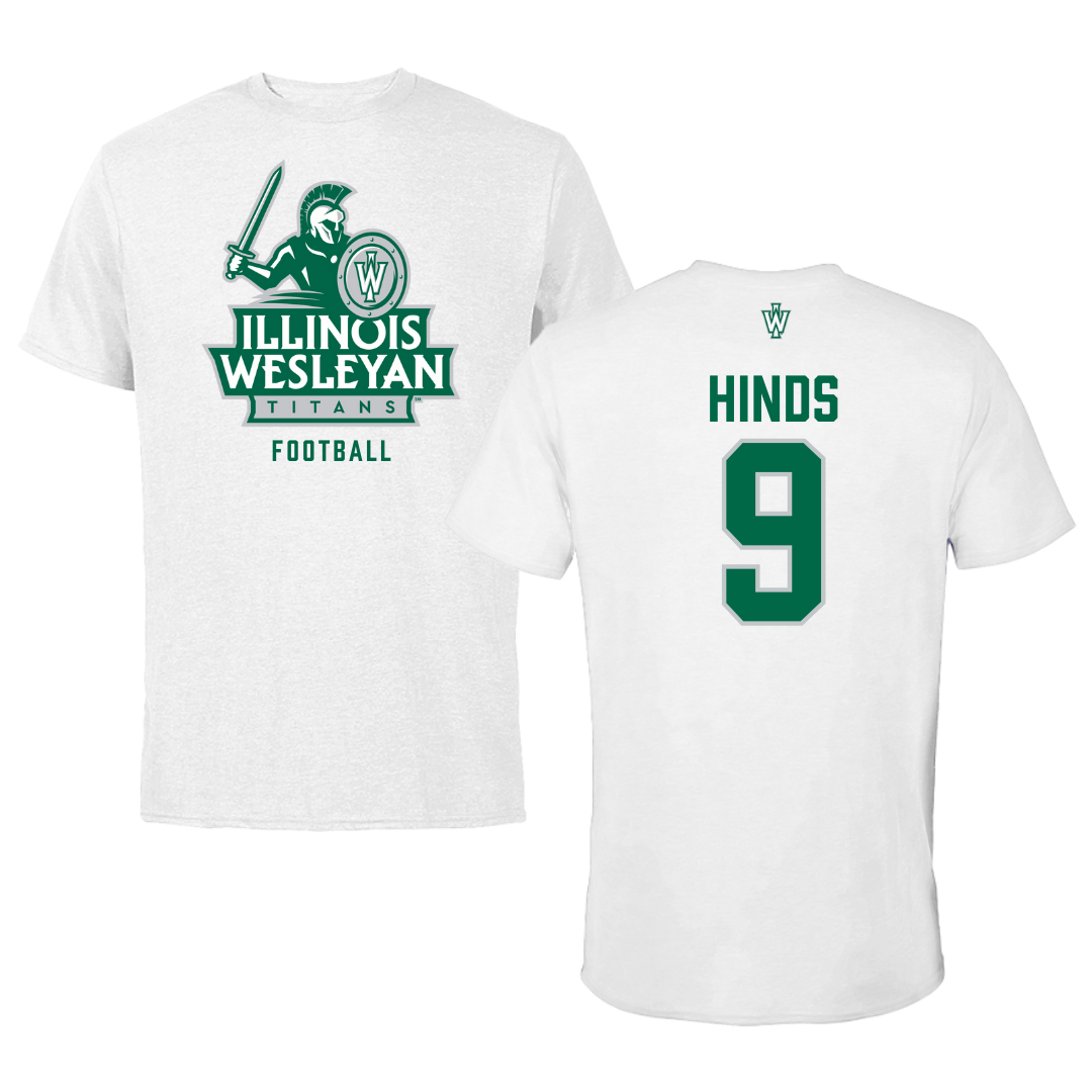 Illinois Wesleyan University Football White Tee - #9 Zach Hinds