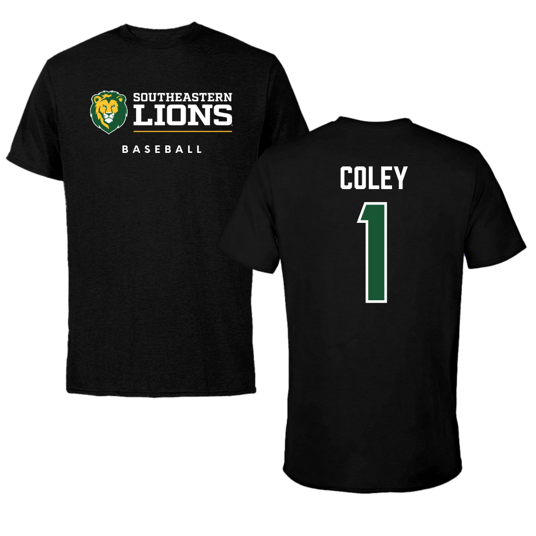 Southeastern Louisiana University Baseball Black Performance Tee - #1 Parker Coley