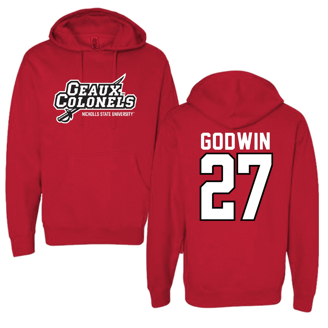 Nicholls State University Soccer Red General Hoodie - #27 Emma Godwin