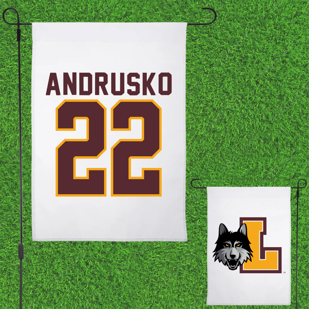 Loyola University-Chicago Soccer White Garden Flag - #22 Matthew Andrusko