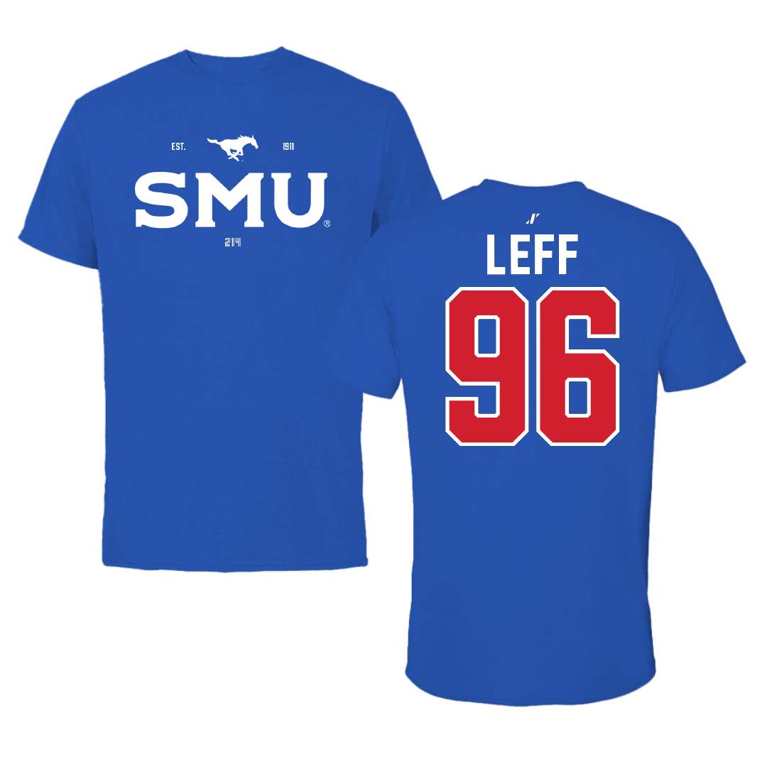 Southern Methodist University Football Blue General Performance Tee - #96 Josh Leff