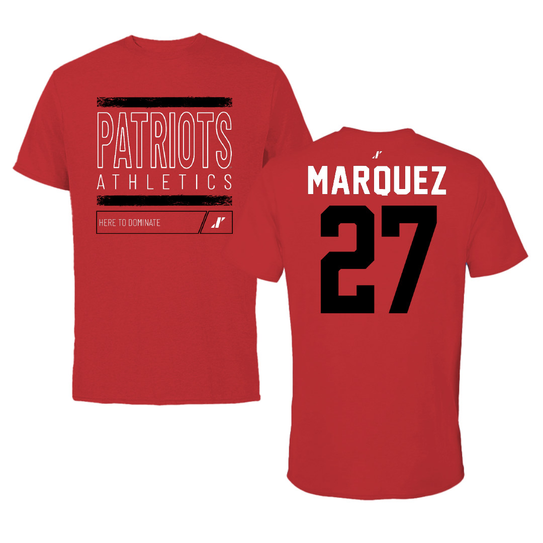 Dallas Baptist University Bowling Red Dominate Tee - #27 Paul Marquez