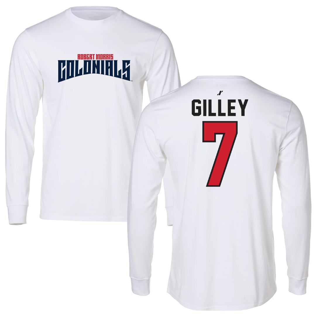 Robert Morris University Soccer White Classic Performance Long Sleeve - #7 Chase Gilley